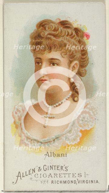 Albani, from World's Beauties, Series 1 (N26) for Allen & Ginter Cigarettes, 1888., 1888. Creator: Allen & Ginter.