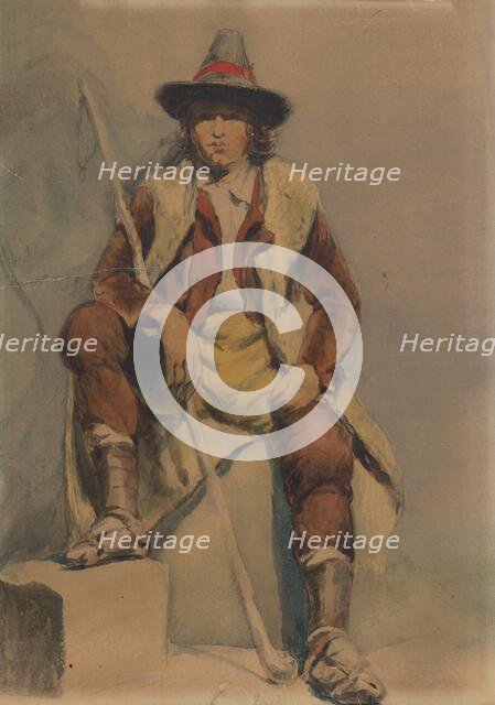 Study of a seated man from Albania, 1851-1853. Creator: Vojtech Klimkovic.