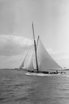 Unknown cutter under sail, 1911. Creator: Kirk & Sons of Cowes.