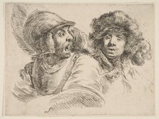 Frightened Soldier and a Man in a Fur Hat, ca. 1652. Creator: Stefano della Bella.