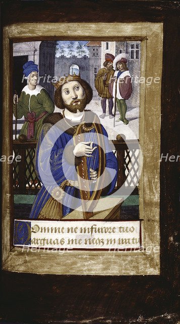 King David playing his harp (from Lettres bâtardes), ca 1490-1510. Artist: Poyet, Jean (active 1483-1497)