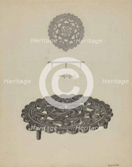 Pa. German Trivet, c. 1938. Creator: Herman Bader.