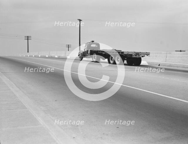 Overpass on U.S. 99, between Tulare and Fresno, California, 1939. Creator: Dorothea Lange.