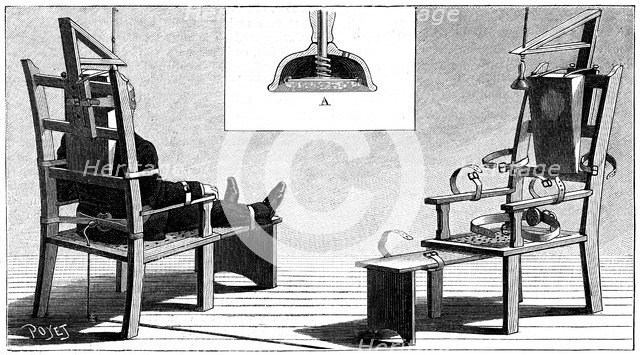 Execution by electric chair, 1890. Artist: Unknown