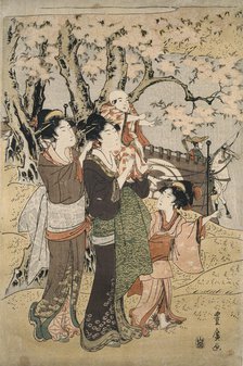 Women and children watching archery in March, c.1790s. Creator: Utagawa Toyohiro.