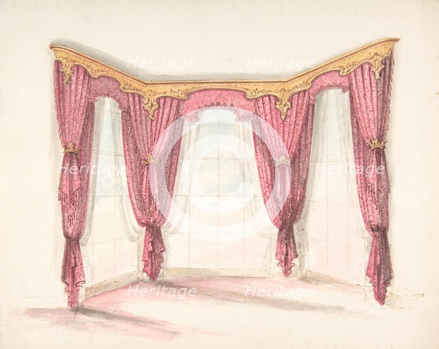 Design for Red Curtains with a Gold Pelmet, early 19th century. Creator: Anon.