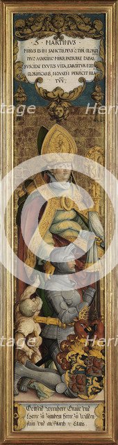 Saint Martin of Tours with Gottfried Werner von Zimmern and a beggar. Artist: Master of Messkirch (ca. 1500-1543)