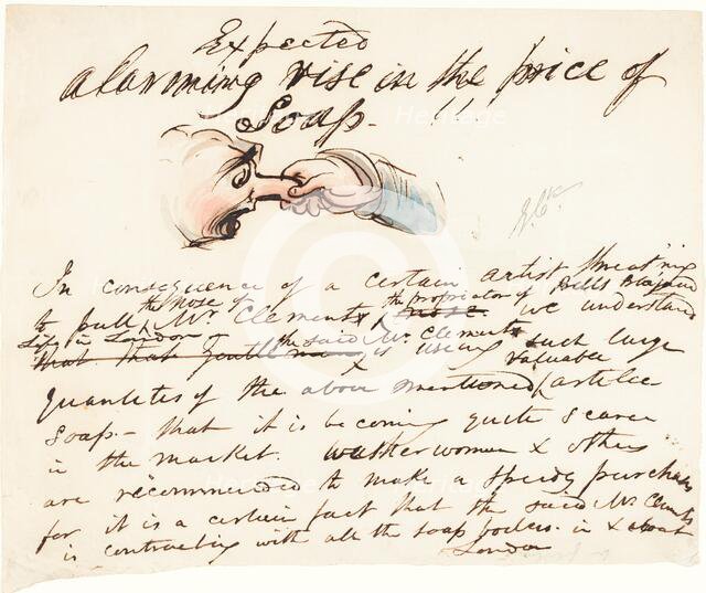Expected--alarming rise in the price of soap!. Creator: George Cruikshank.