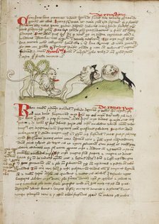 A Lion and Another Lion with a Mouse; Fables; Animal Fables, third quarter of 15th century. Creator: Unknown.