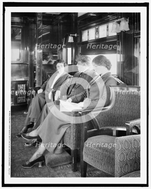 Observation car on a deluxe overland limited train, between 1910 and 1920. Creator: Unknown.