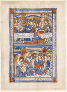 Manuscript Leaf with the Last Supper and the Washing of the Apostles’ Feet Leaf, British, ca. 1250-7 Creator: Unknown.