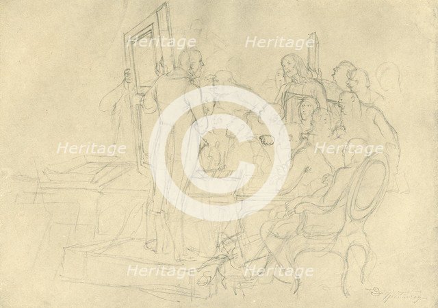 'Die Kunstauktion', mid-late 19th century, (c1924).  Creator: Carl Spitzweg.