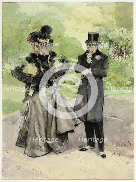 A Man and a Woman in a Park, n.d. Creator: Ludek Marold.