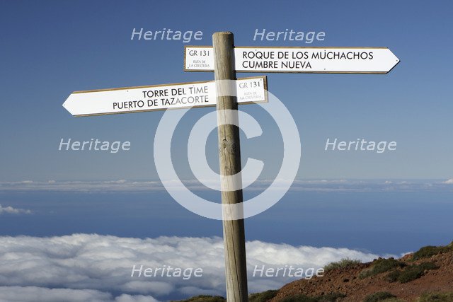 Signpost, Parque Nacional de la Caldera de Taburiente, La Palma, Canary Islands, Spain, 2009. 