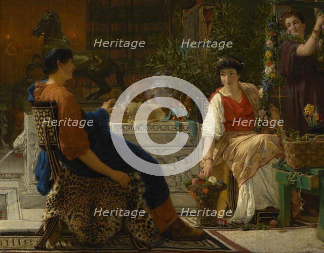 Preparations For The Festivities (The Floral Wreath), 1866. Creator: Sir Lawrence Alma-Tadema.