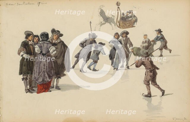 Figures in seventeenth-century clothing, 1882. Creator: Cornelis Springer.