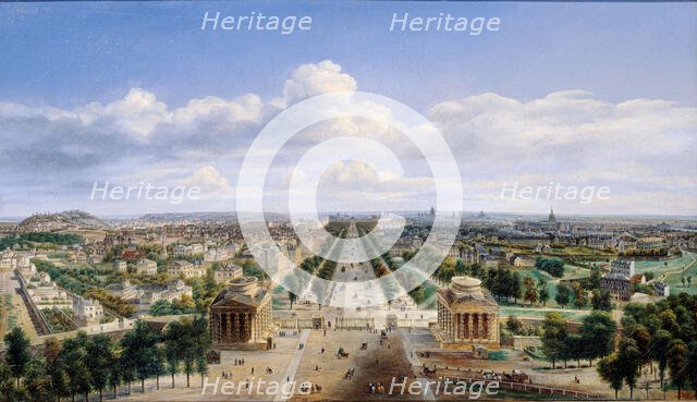 View of Paris, taken from the Arc de Triomphe de l'Étoile, 1843. Creator: Auguste Cadolle.