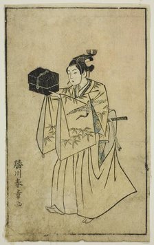 An Actor as Senzai, from "A Picture Book of Stage Fans (Ehon butai ogi)", Japan, 1770. Creator: Shunsho.