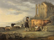 Landscape with Maid Milking a Cow, c1655. Creator: Aelbert Cuyp.