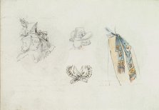 Four Designs of Costume Accessories, ca. 1785-90. Creator: Anon.