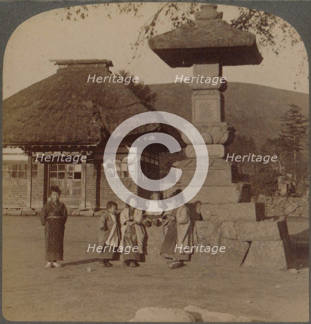 Children in front of village schoolhouse, Karuizawa, Japan', 1904.  Artist: Unknown.