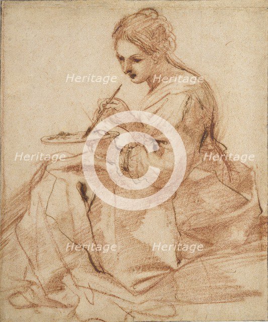 A Woman Painting (An allegory of painting), c1618. Artist: Guercino.