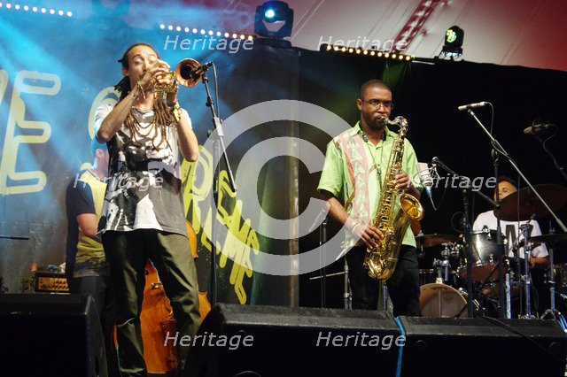 Theo Croker and Irwin Hall, Love Supreme Jazz Festival, Glynde Place, East Sussex, 2015. Artist: Brian O'Connor.