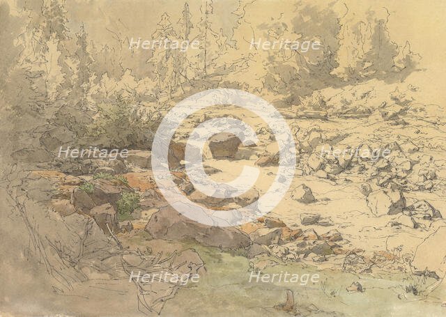 Landscape with Rocks in a River (near Kronau?), 19th-early 20th century. Creator:  Eduard Peithner von Lichtenfels.