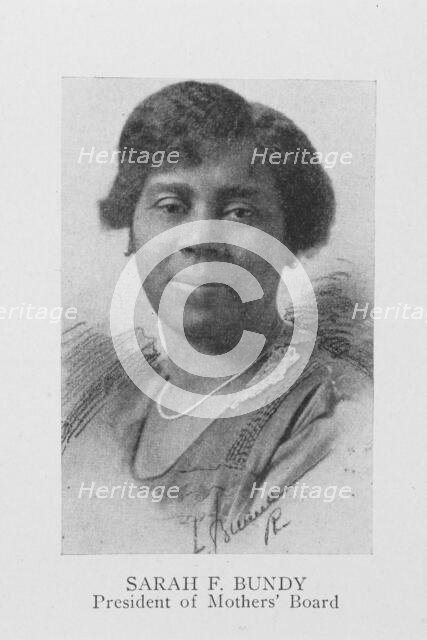 Sarah F. Bundy; President of Mothers Board, 1922. Creator: Unknown.