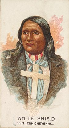 White Shield, Southern Cheyenne, from the American Indian Chiefs series (N2) for Allen & G..., 1888. Creator: Allen & Ginter.