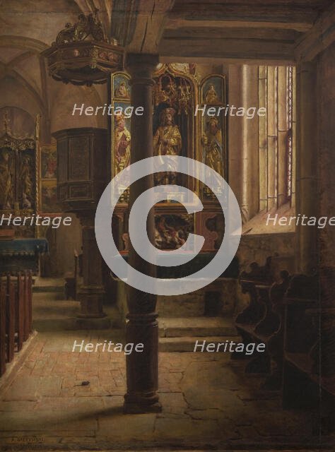 Interior of St Wolfgang's Church in Rothenburg, 1896. Creator: Aleksander Gierymski.