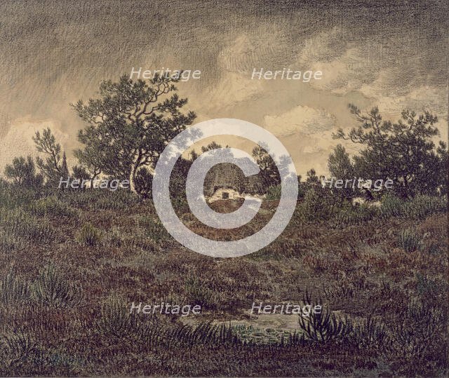 Landscape with Cottage, c1865. Creator: Theodore Rousseau.