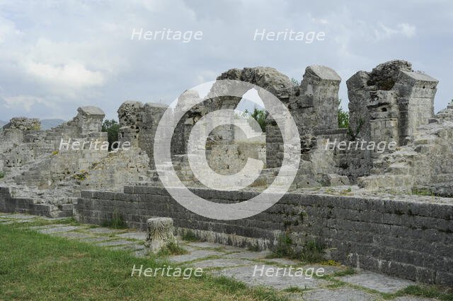 Partial view of the amphitheater ruins, ancient city of Salona, Solin, Croatia, 2018.  Creator: Unknown.