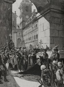 Funeral of Queen Mercedes, María de las Mercedes of Orleans (1860-1878), June 28, 1878.  Creator: Bernardo Rico.