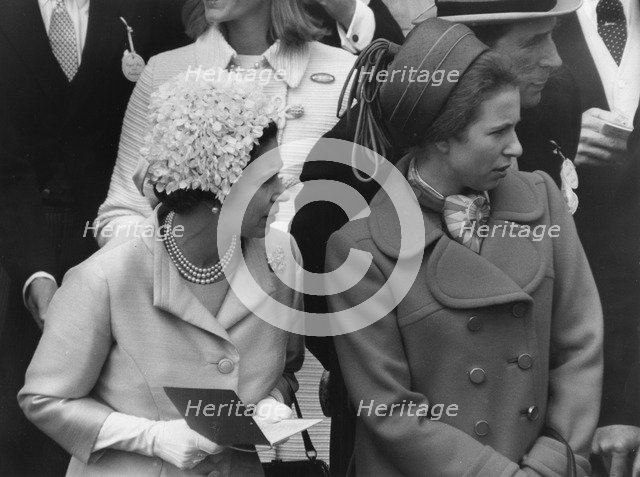 Queen Elizabeth II and Princess Anne at the Derby at Epsom, 4th June 1969. Artist: Unknown