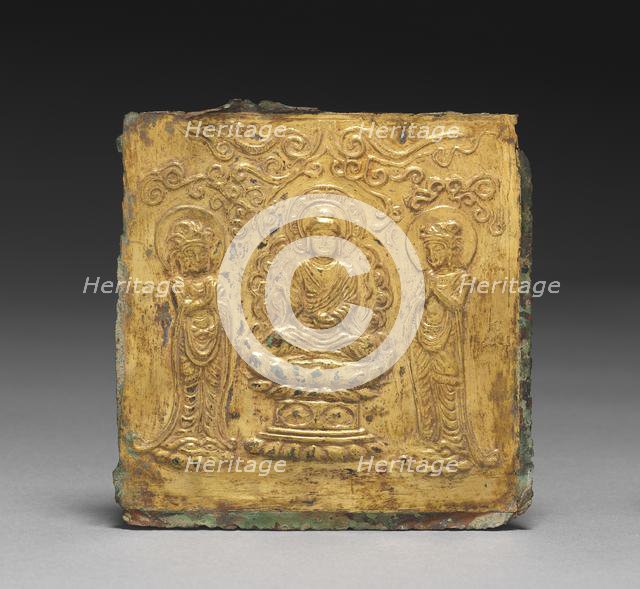 Plaque with the Image of Amitabha Triad, 676-935. Creator: Unknown.