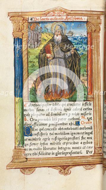 Printed Book of Hours (Use of Rome): fol. 104v, St. Anthony Abbot, 1510. Creator: Guillaume Le Rouge (French, Paris, active 1493-1517).