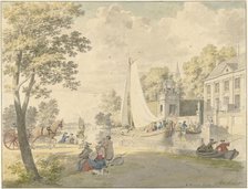 Summer scene with pleasure boats in the countryside, 1748. Creator: Cornelis Pronk.