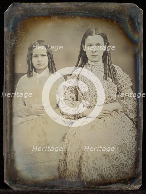 Portrait of Two Young Girls with Ringlets, about 1855. Creator: Jacob Byerly.