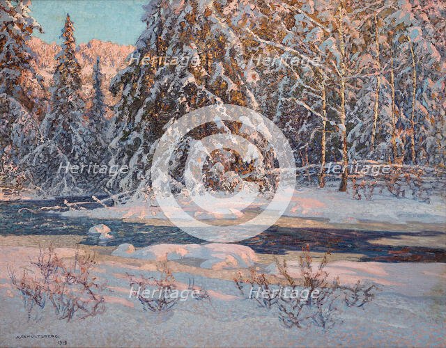 Forest stream. Motif from Svartskär, Dalarna, 1918. Creator: Schultzberg, Anshelm Leonard (1862-1945).