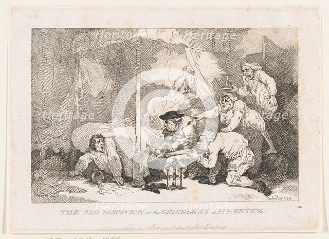 The Sad Discovery of the Graceless Apprentice, November 30, 1785., November 30, 1785. Creator: Thomas Rowlandson.