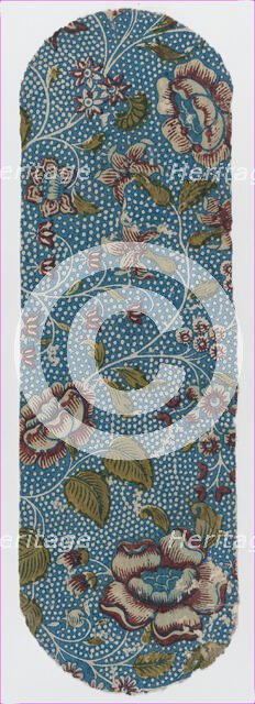 Sheet with an overall floral and dot pattern on blue background, ca. 1846., ca. 1846. Creator: Anon.