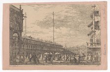 Piazza San Marco with the Procuratie Nuove on the left and the church of San Geminiano ..., 1735-46. Creator: Canaletto.