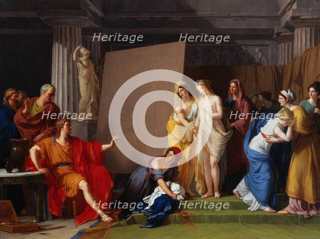 Zeuxis choosing his models for the image of Helen from among the girls of Croton, c. 1790. Creator: Vincent, François André (1746-1816).