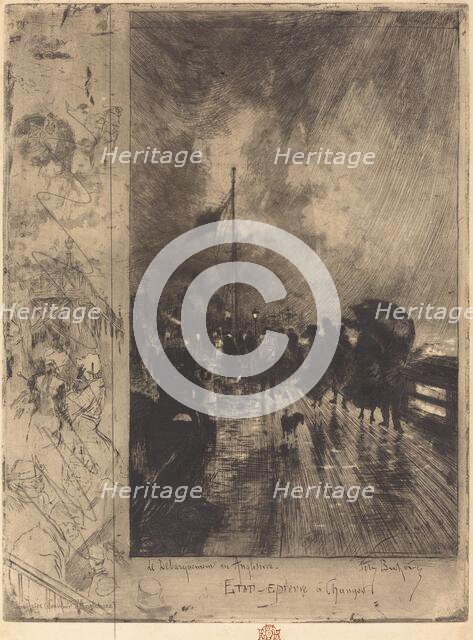 Un Débarquement en Angleterre (Landing in England), 1879. Creator: Felix Hilaire Buhot.