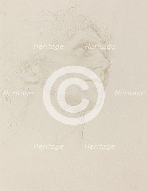 Study of Woman's Head, Turned Right. Creator: Alphonse Legros.