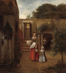 Woman and Child in a Courtyard, 1658/1660. Creator: Pieter de Hooch.