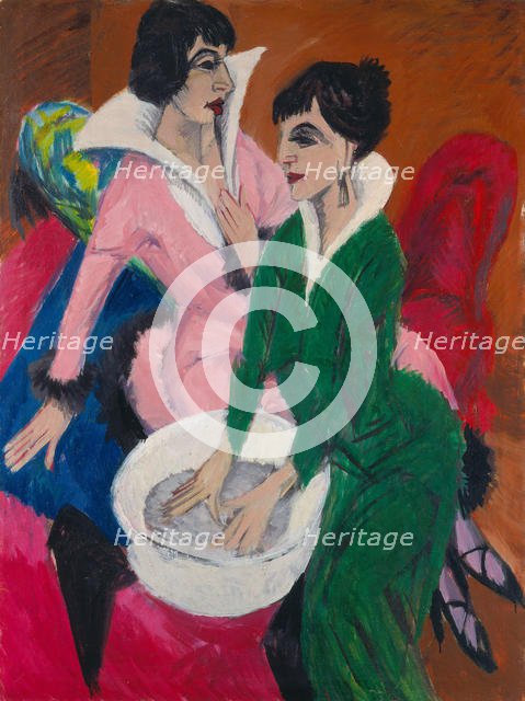 Two Women by a Sink. The Sisters, 1913. Creator: Kirchner, Ernst Ludwig (1880-1938).