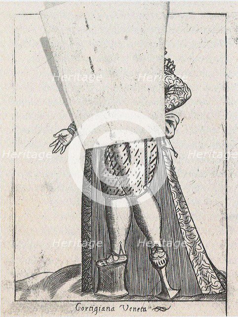 Venetian Courtesan, From: Diversarum nationum habitus.... Artist: Bertelli, Pietro (active 1580-1616)