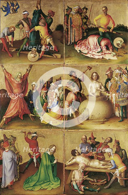 Martyrdom of the Apostles. Left panel. Artist: Lochner, Stephan (ca 1400/10-1451)